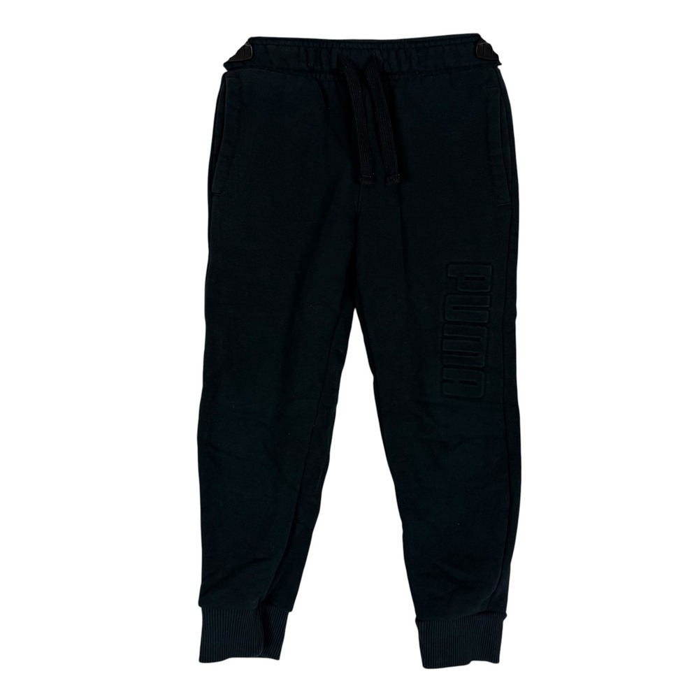 PUMA Pants Kids XS 5/6 Black Fleece Jogger Sweatpants Elastic Waist Cuffed
